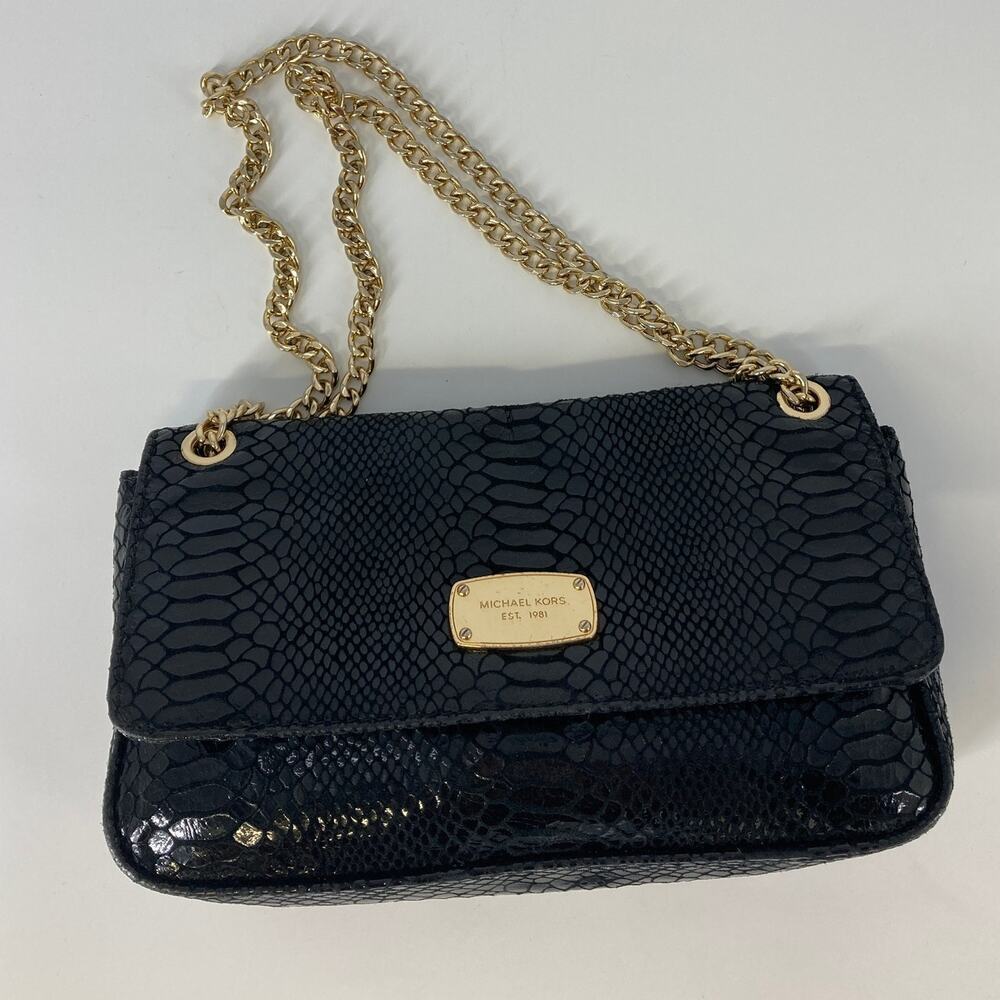 Michael Kors small black animal print womens shoulder bag